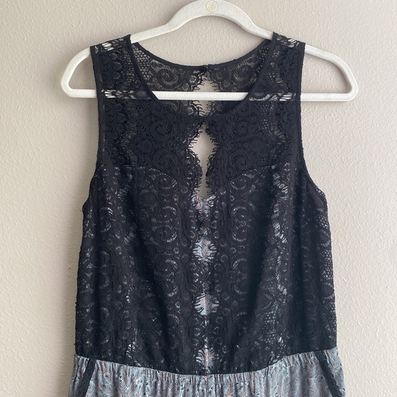 Anthropologie Elevenses Black Eyelash Lace Jumpsuit with Pockets size 10 - Picture 2 of 8